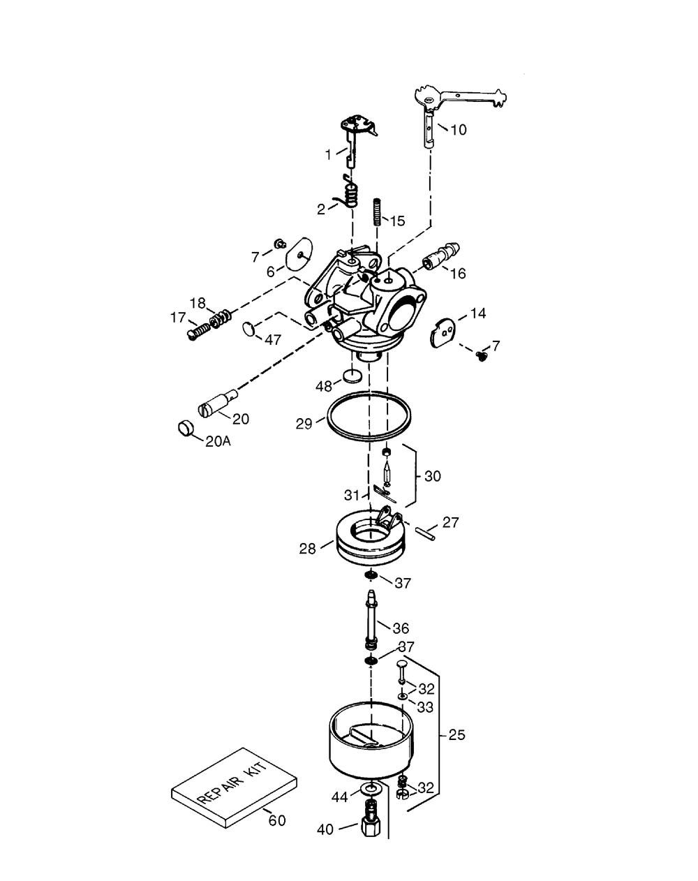 Engine Carburetor Diagram and Parts List for 730STE (31AH7S7H710)(2005) Cub Cadet Snow Blower
